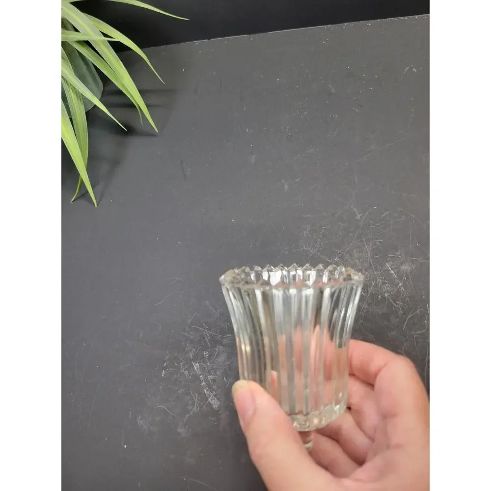 Vintage Clear Votive Cup Pegged, Ribbed  Candle Sconce Holder